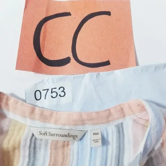 Soft Surroundings Women size PXS Rainbow Striped Tasseled Layered Midi Dress - Picture 12 of 12